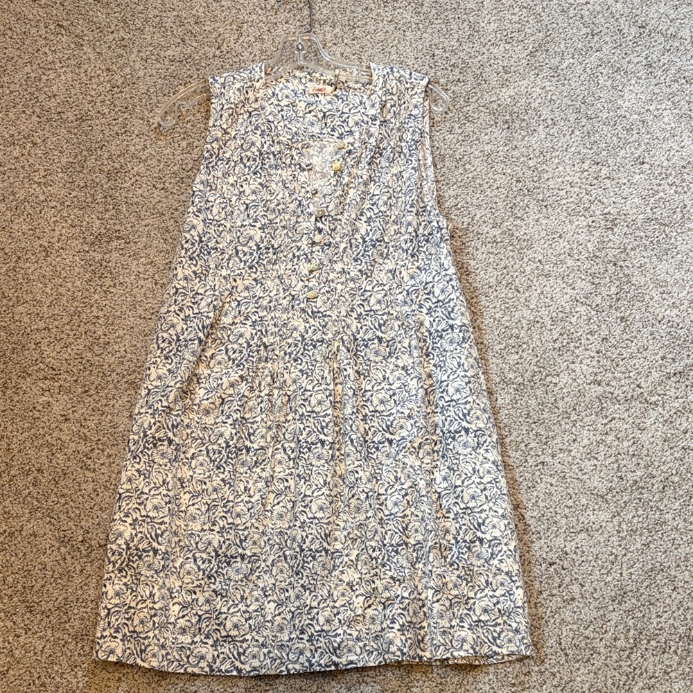 Faherty Blue and White Floral Midi Dress